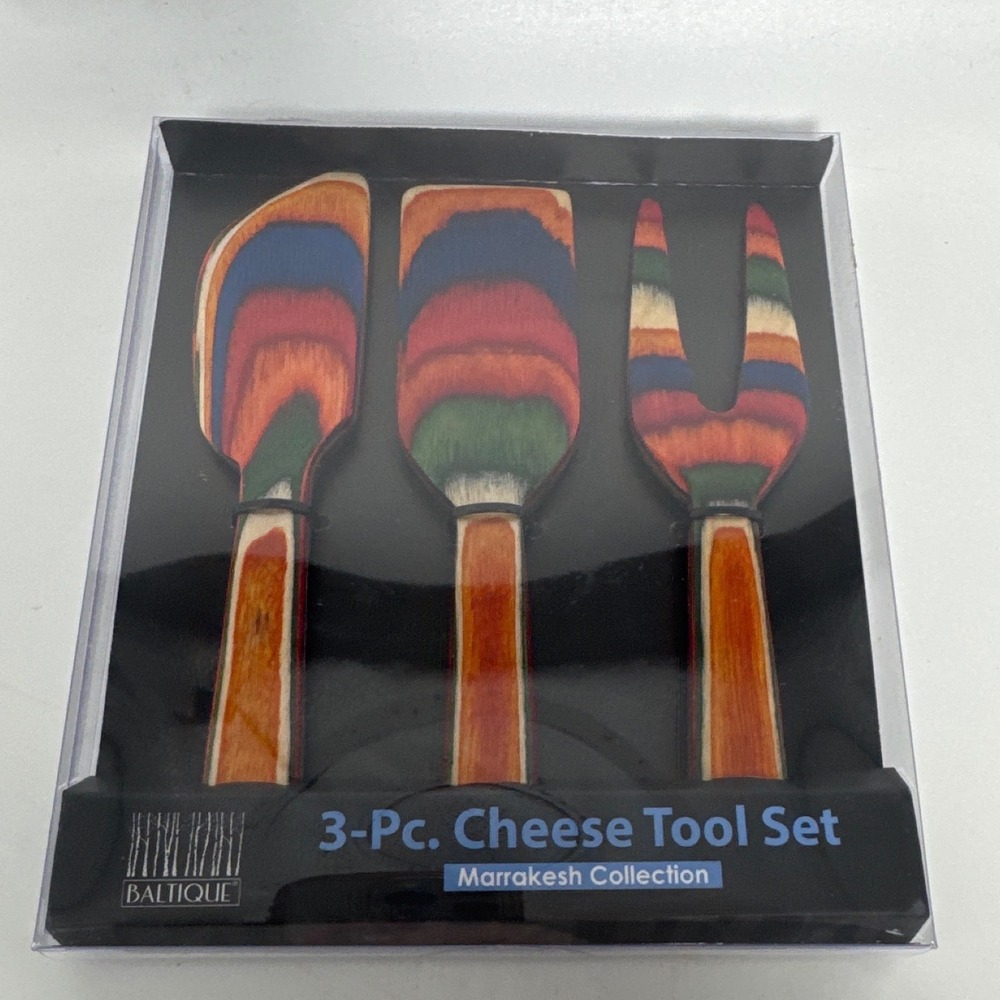 Baltique Marrakesh Collection 3-Pc Cheese Tool Set Colored Birch Wood 20-9509
